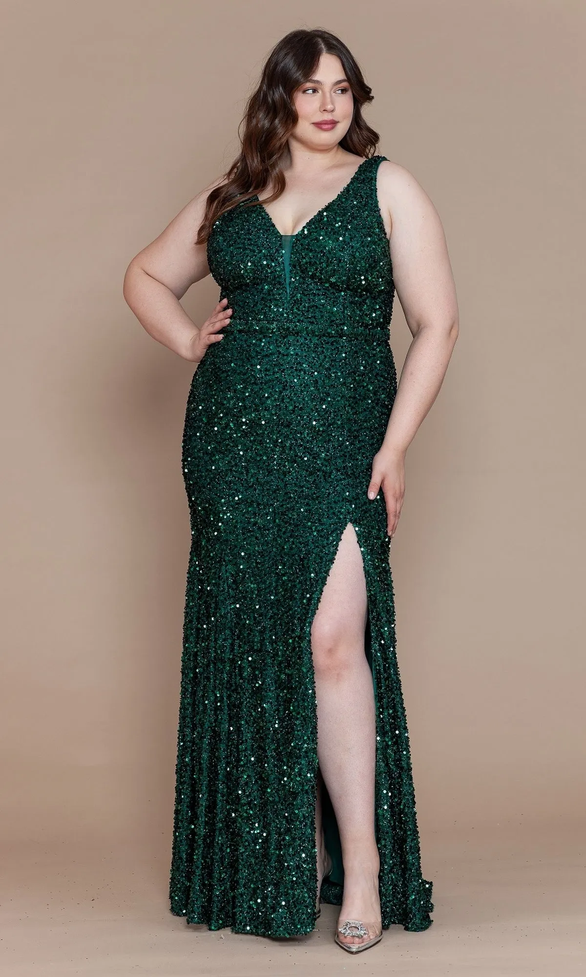 Velvet-Sequin Plus-Size Long Prom Dress W1122 sold by PromGirl product image thumbnail 5