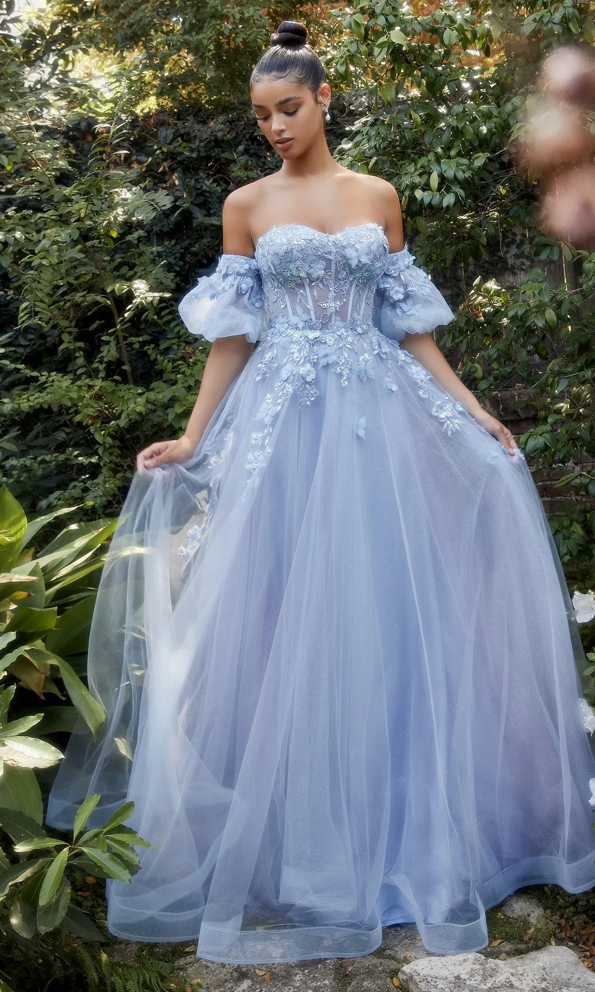 Strapless Puff-Sleeve Long Prom Dress A1108 sold by PromGirl product image thumbnail 4