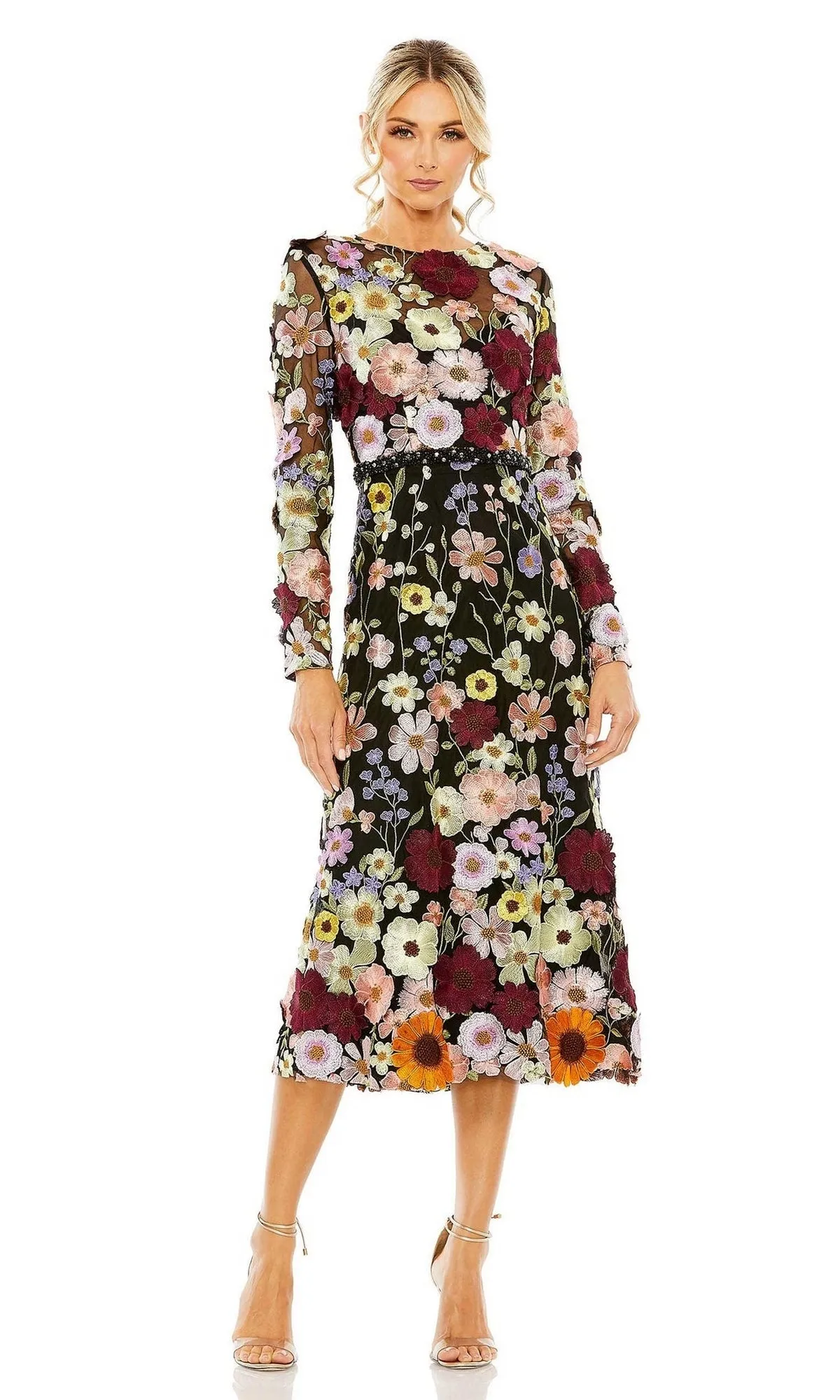 Tea-Length Wedding-Guest Dress: Mac Duggal 68462 sold by PromGirl