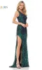 Feather One-Shoulder Long Sequin Prom Dress 3261 sold by PromGirl