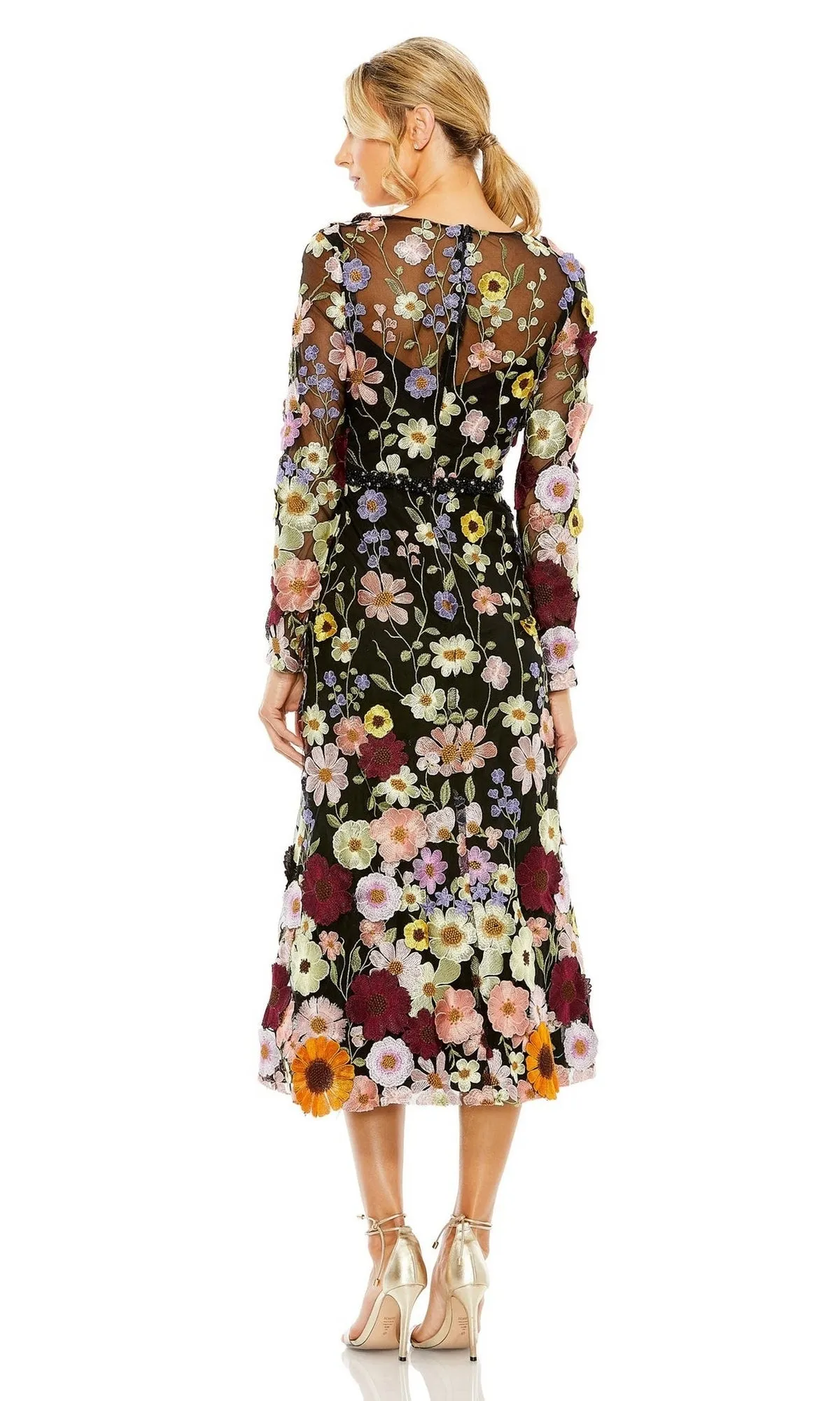 Tea-Length Wedding-Guest Dress: Mac Duggal 68462 sold by PromGirl product image thumbnail 2