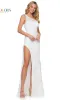Feather One-Shoulder Long Sequin Prom Dress 3261 sold by PromGirl