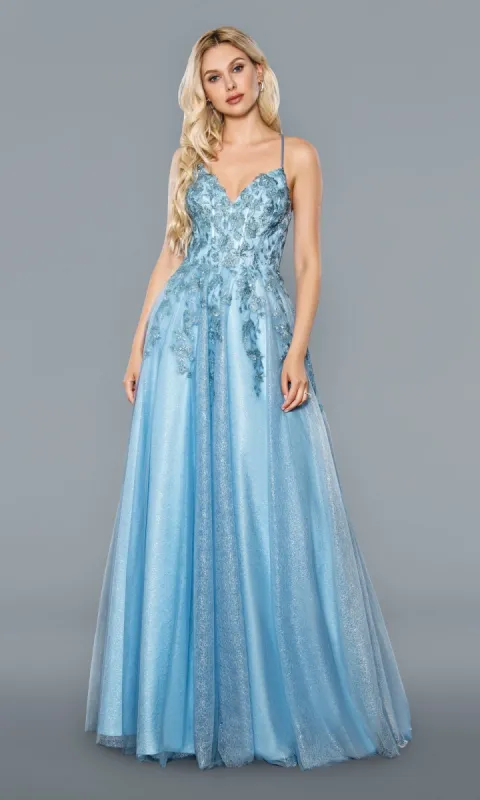 Embellished Long A-Line Glitter Prom Dress 21036 sold by PromGirl