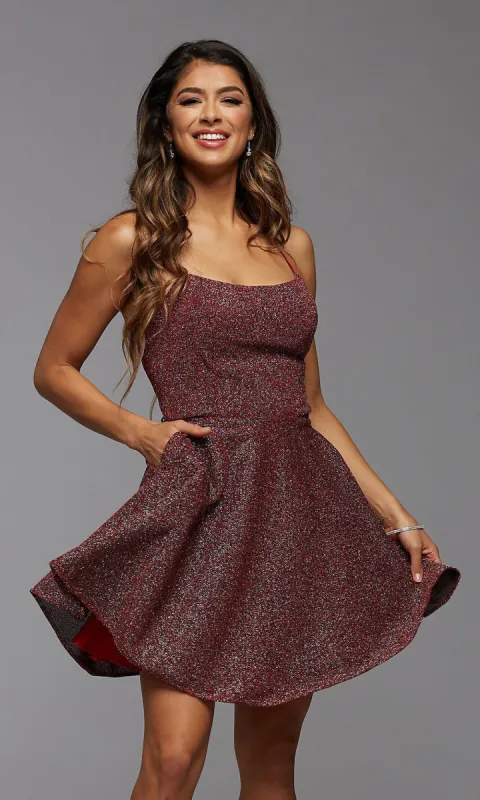 PromGirl Strappy-Open-Back Short Glitter Prom Dress made by PromGirl