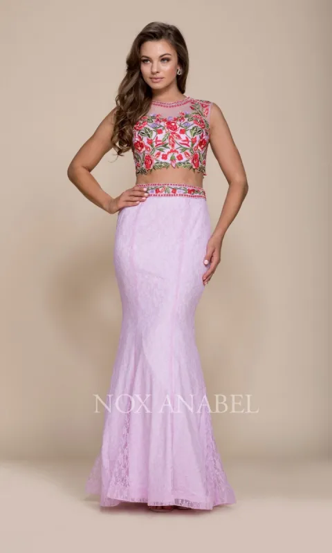 Two Piece Lace Prom Dress With Embroidery sold by PromGirl
