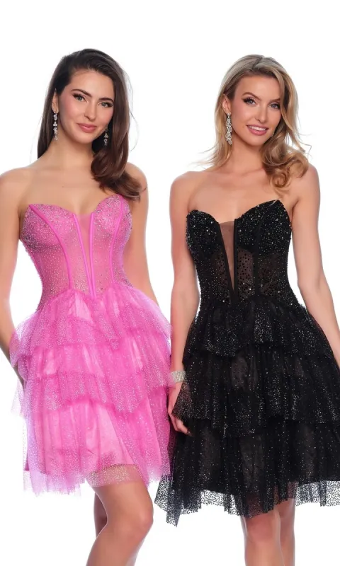 Dave & Johnny Short Glitter Hoco Dress 11878 sold by PromGirl