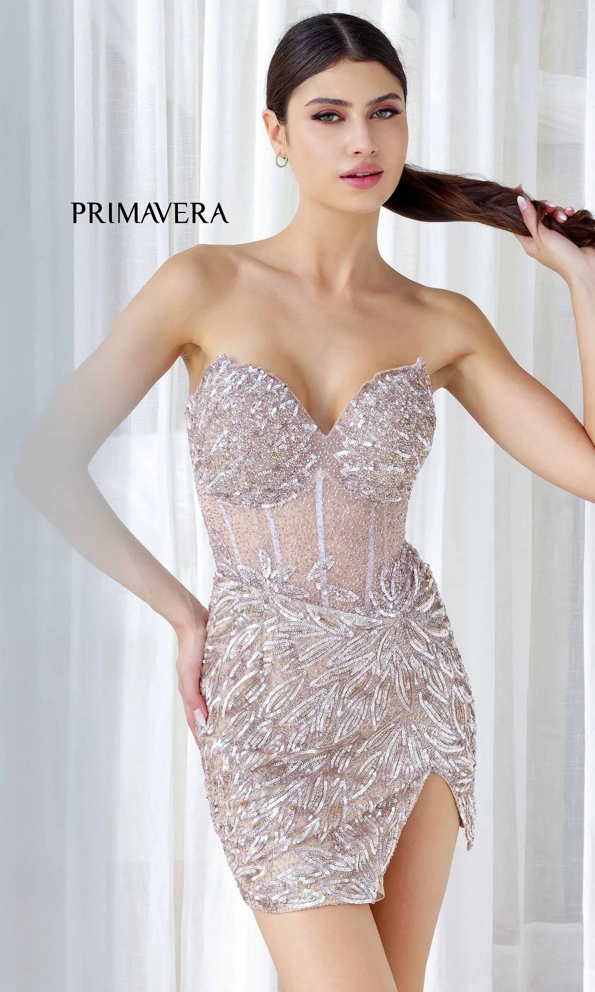 Beaded Strapless Mini Hoco Dress: Primavera 4241 sold by PromGirl product image thumbnail 3