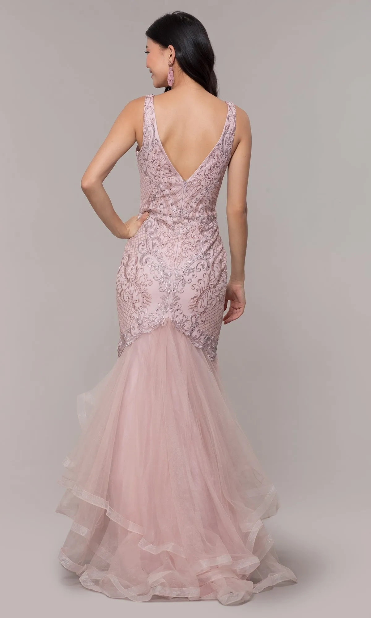 Embroidered V-Neck Mermaid Formal Prom Dress 8320 sold by PromGirl product image thumbnail 2