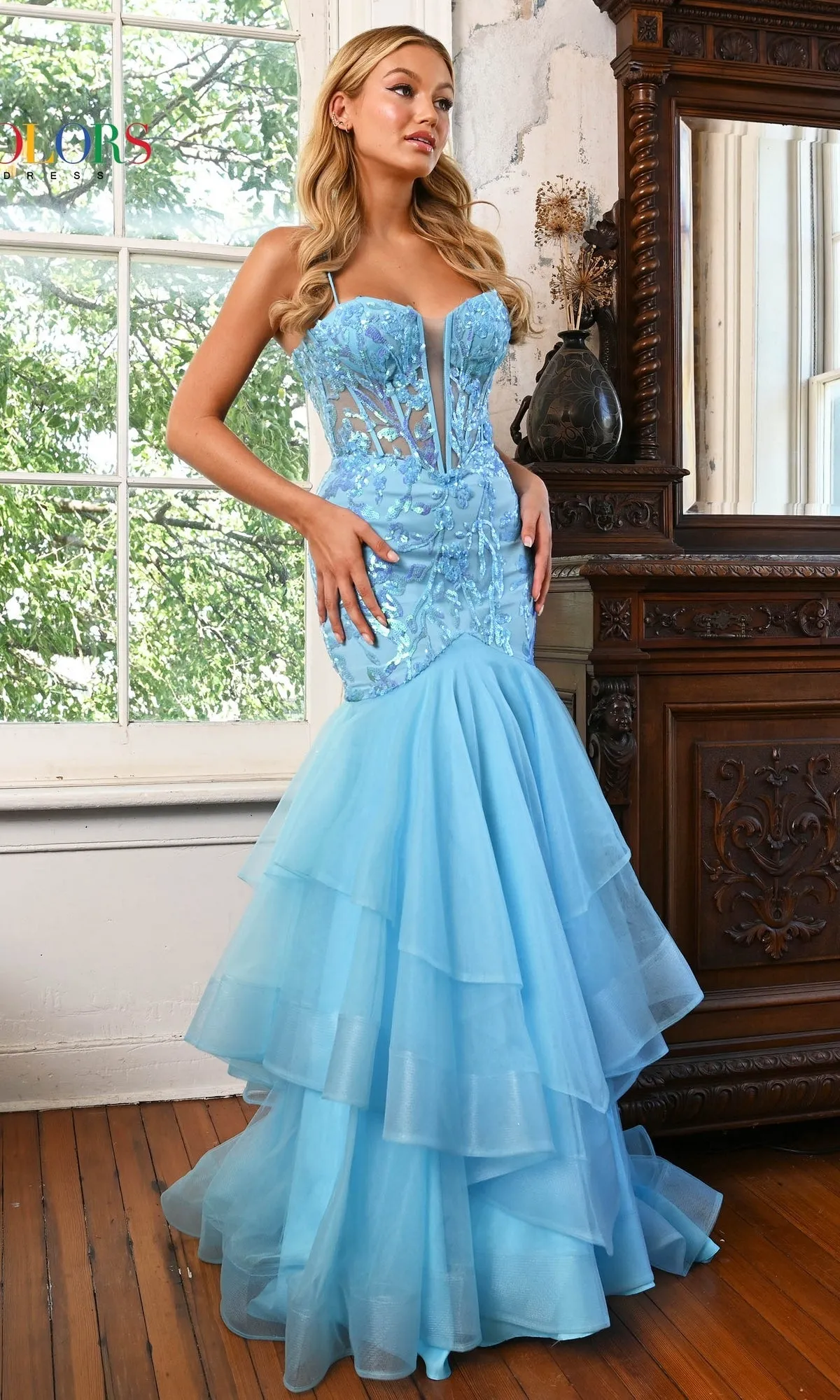 Sequin Sheer-Corset Long Mermaid Prom Dress 3212 sold by PromGirl
