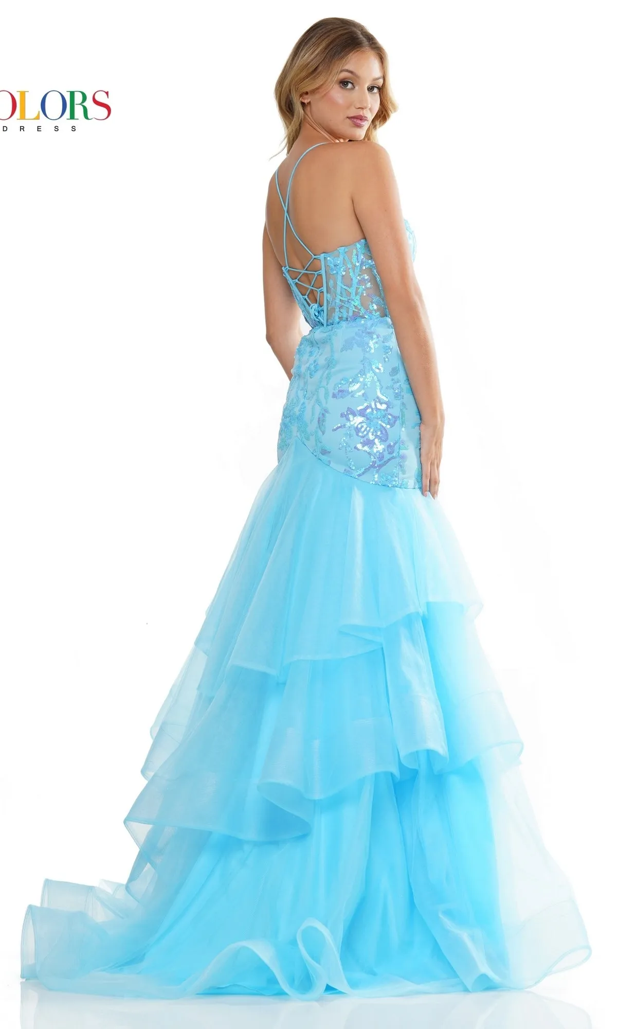 Sequin Sheer-Corset Long Mermaid Prom Dress 3212 sold by PromGirl product image thumbnail 2
