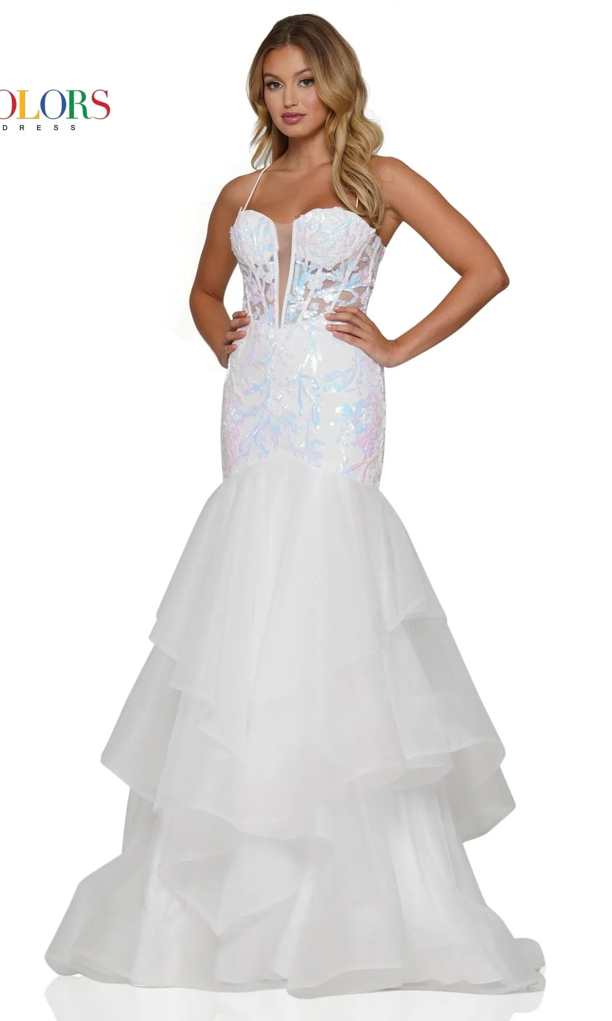 Sequin Sheer-Corset Long Mermaid Prom Dress 3212 sold by PromGirl product image thumbnail 5