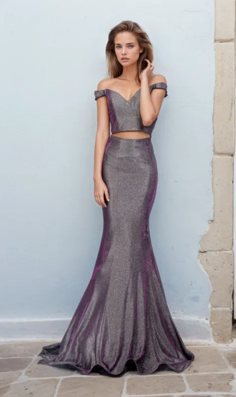 Two-Piece Long Glitter Prom Dress: Chicas BT9020 sold by PromGirl
