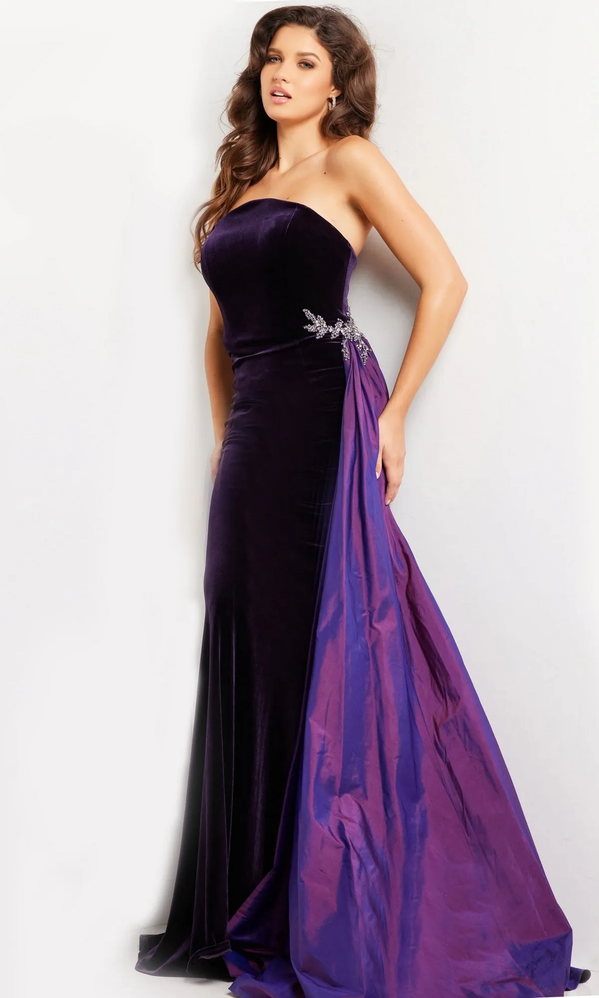 Jovani Strapless Long Velvet Prom Dress 26116 sold by PromGirl product image thumbnail 3