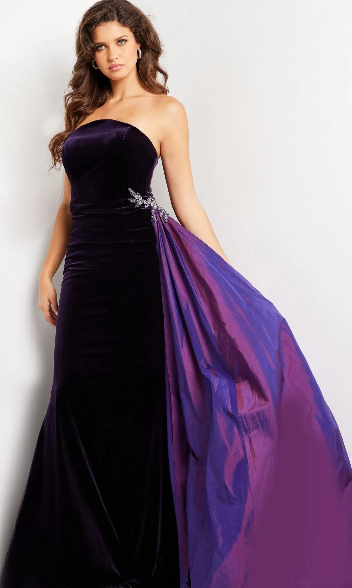 Jovani Strapless Long Velvet Prom Dress 26116 sold by PromGirl