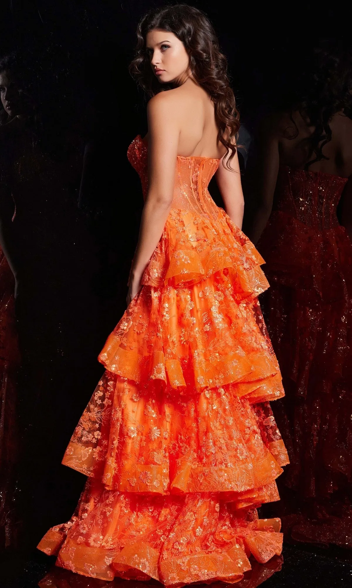 Jovani Strapless Long Ruffled Prom Dress 38528 sold by PromGirl product image thumbnail 2
