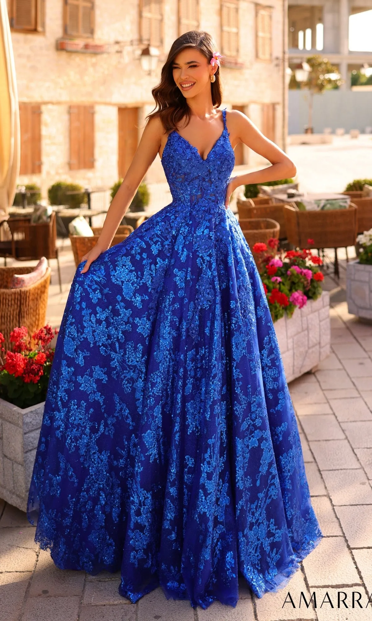Amarra Embroidered-Lace Long Prom Ball Gown 88727 sold by PromGirl