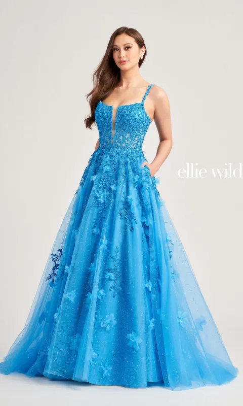 Glitter-Tulle Ellie Wilde Long Prom Gown EW35081 made by ellie wilde