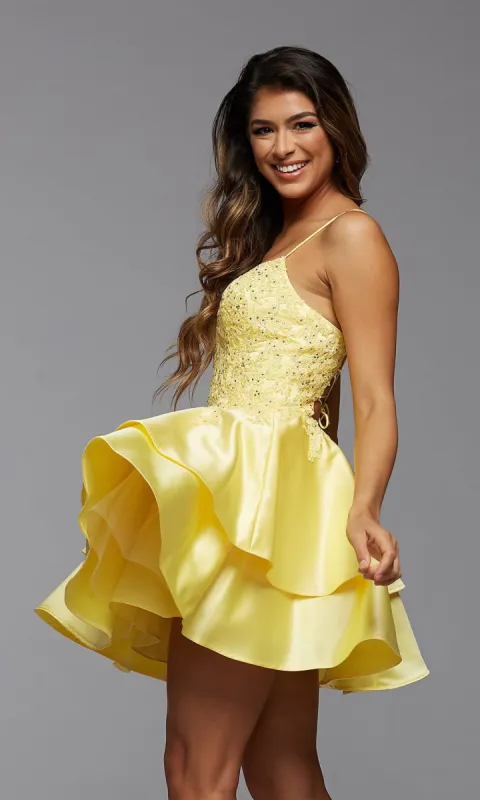 PromGirl Short Prom Dress with Beaded Bodice sold by PromGirl