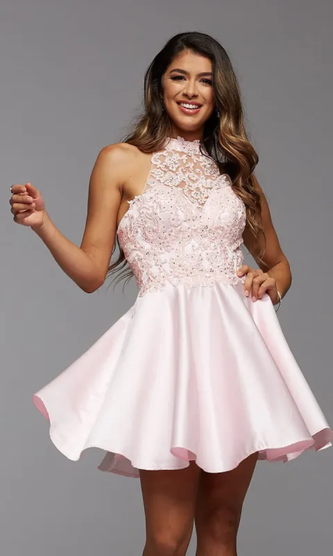 PromGirl Embroidered-Bodice Short Flared Prom Dress sold by PromGirl