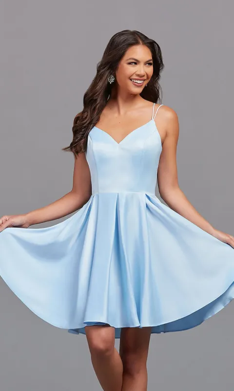 Cute Short Satin A-Line Prom Dress by PromGirl sold by PromGirl