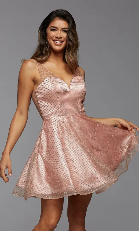 Sparkly Short Homecoming Dress in Glitter Tulle sold by PromGirl