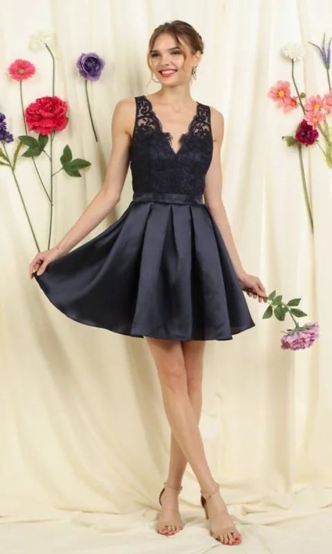 Lace Bodice A-Line Short Homecoming Dance Dress sold by PromGirl
