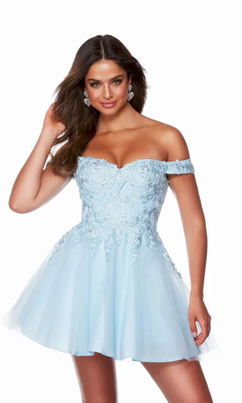 Lace-Up Light Blue Short Homecoming Dress 3156 sold by PromGirl