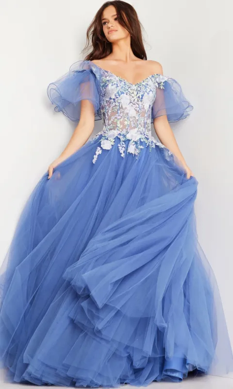 Jovani Long Periwinkle A-Line Prom Dress 24575 sold by PromGirl