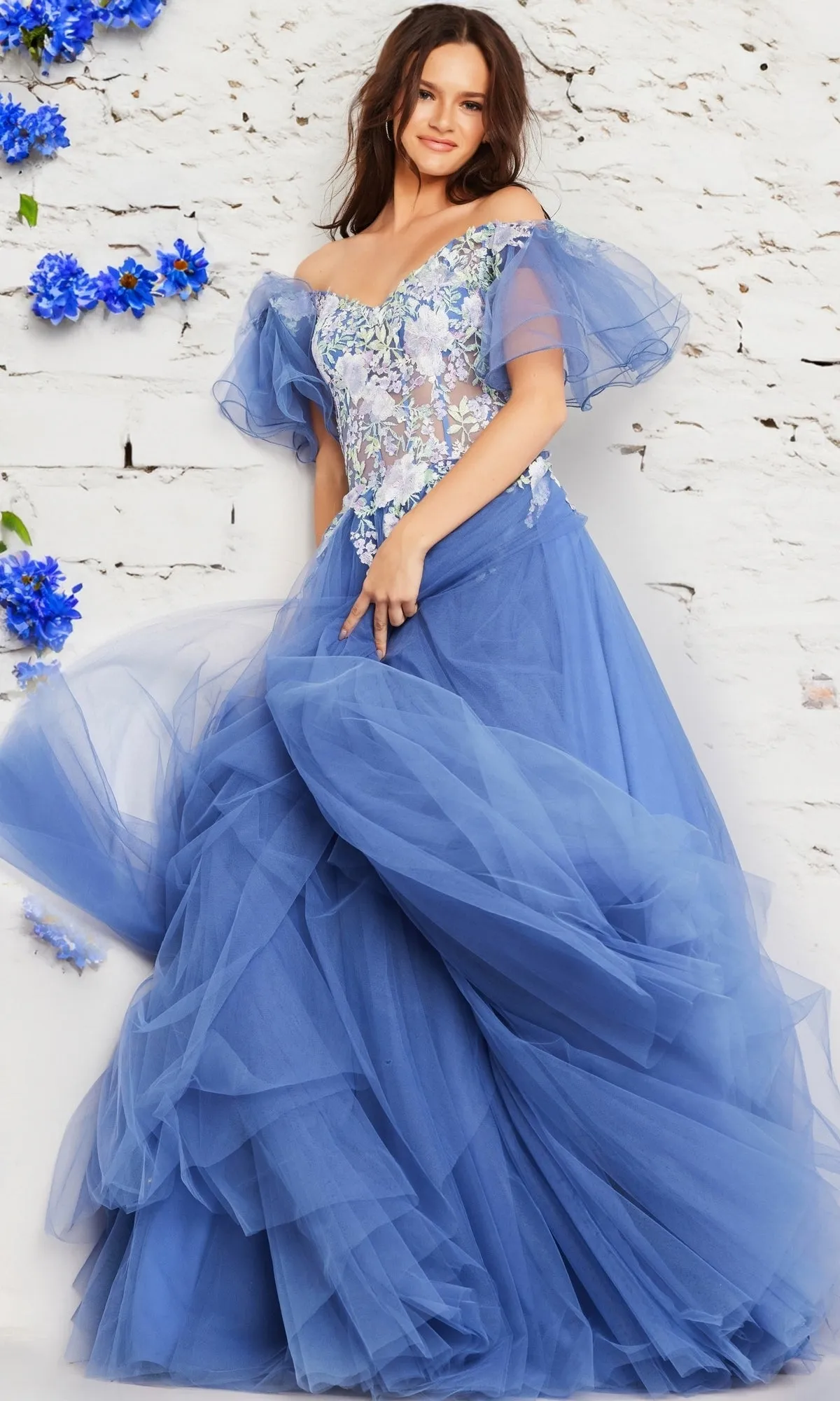 Jovani Long Periwinkle A-Line Prom Dress 24575 sold by PromGirl product image thumbnail 3