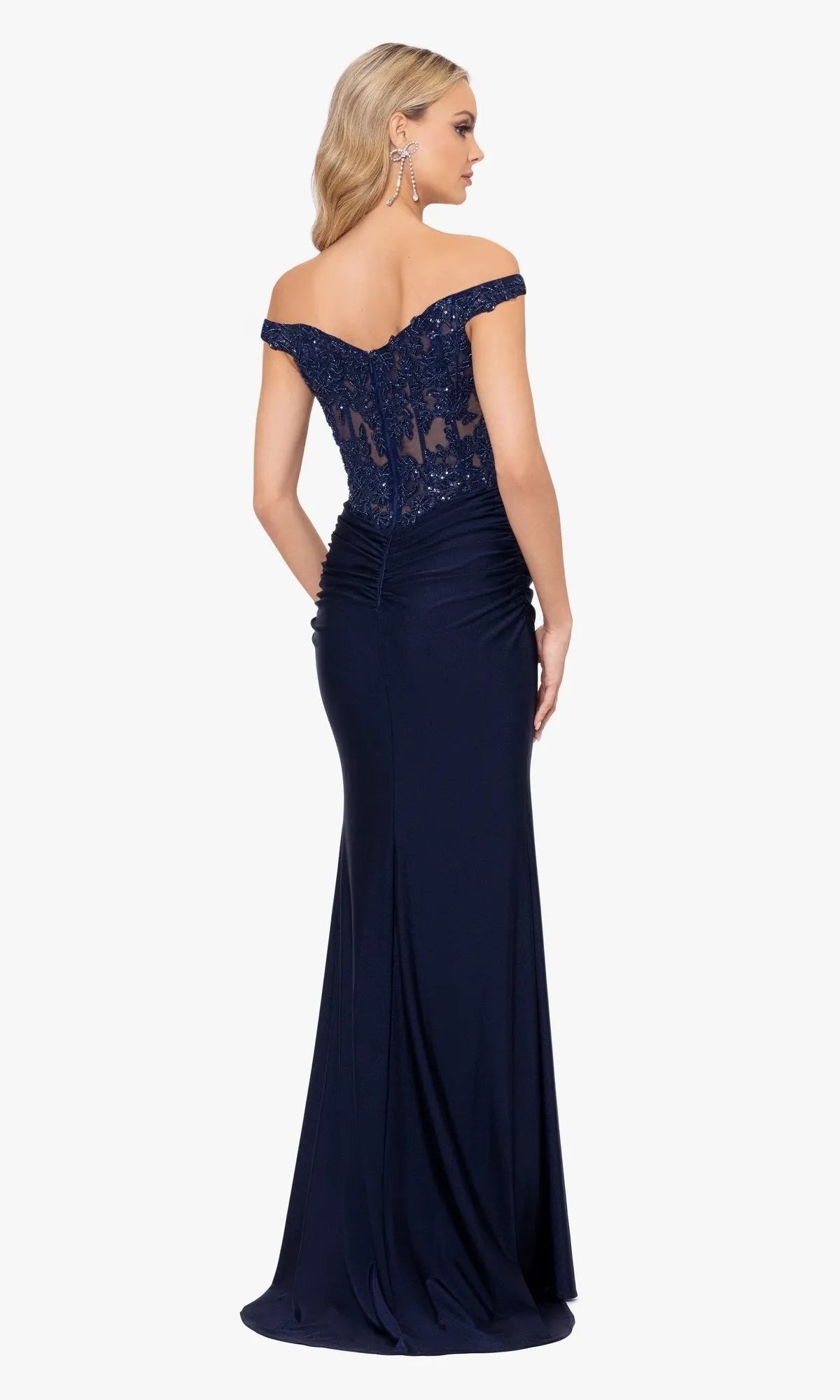 Off-the-Shoulder Long Navy Prom Dress A26276 sold by PromGirl product image thumbnail 2