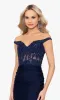 Off-the-Shoulder Long Navy Prom Dress A26276 sold by PromGirl