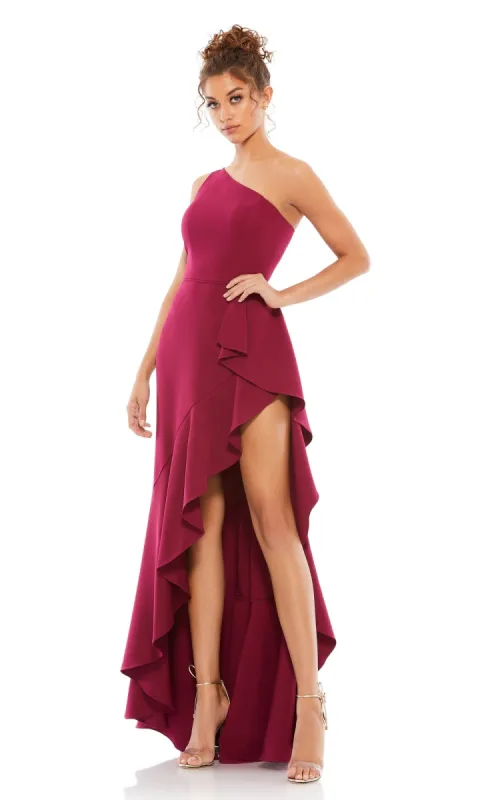Berry Red High-Low Ruffle Formal Dress 49089 sold by PromGirl
