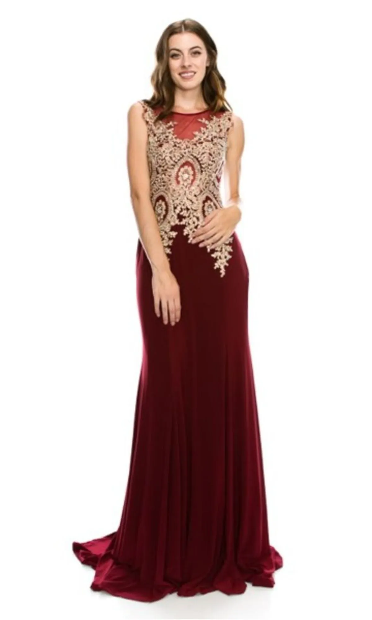 Gold-Embroidered Long Prom Dress: Chicas C4233 sold by PromGirl product image thumbnail 4