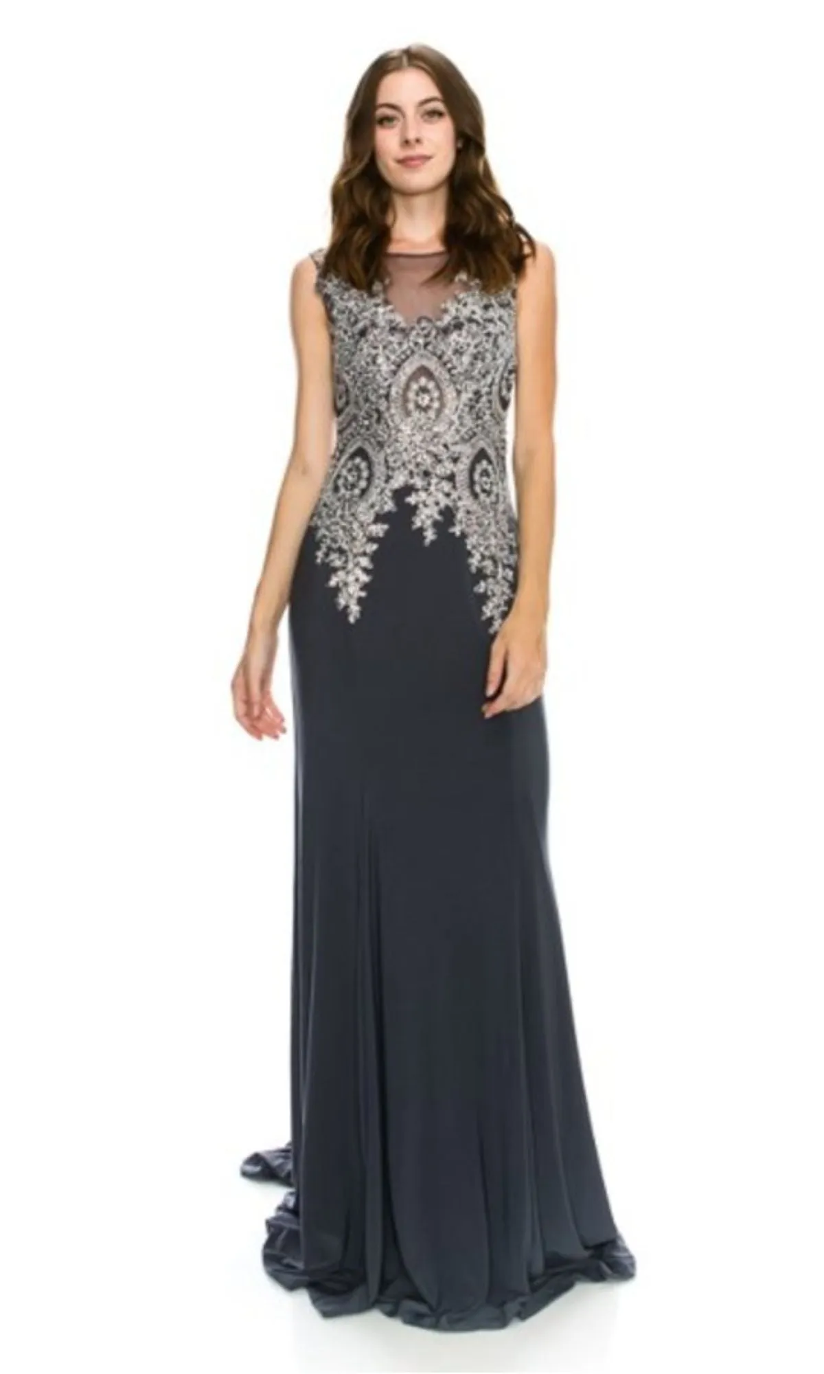 Gold-Embroidered Long Prom Dress: Chicas C4233 sold by PromGirl product image thumbnail 5