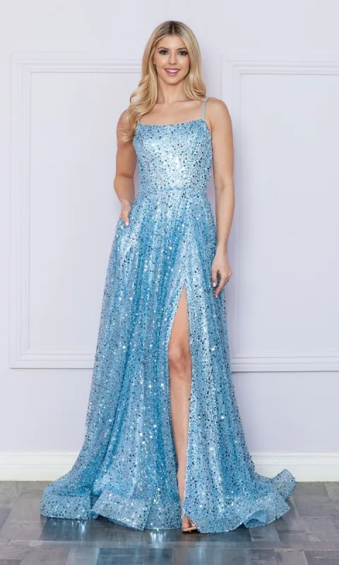 Long Sequin A-Line Prom Dress with Pockets 9290 sold by PromGirl