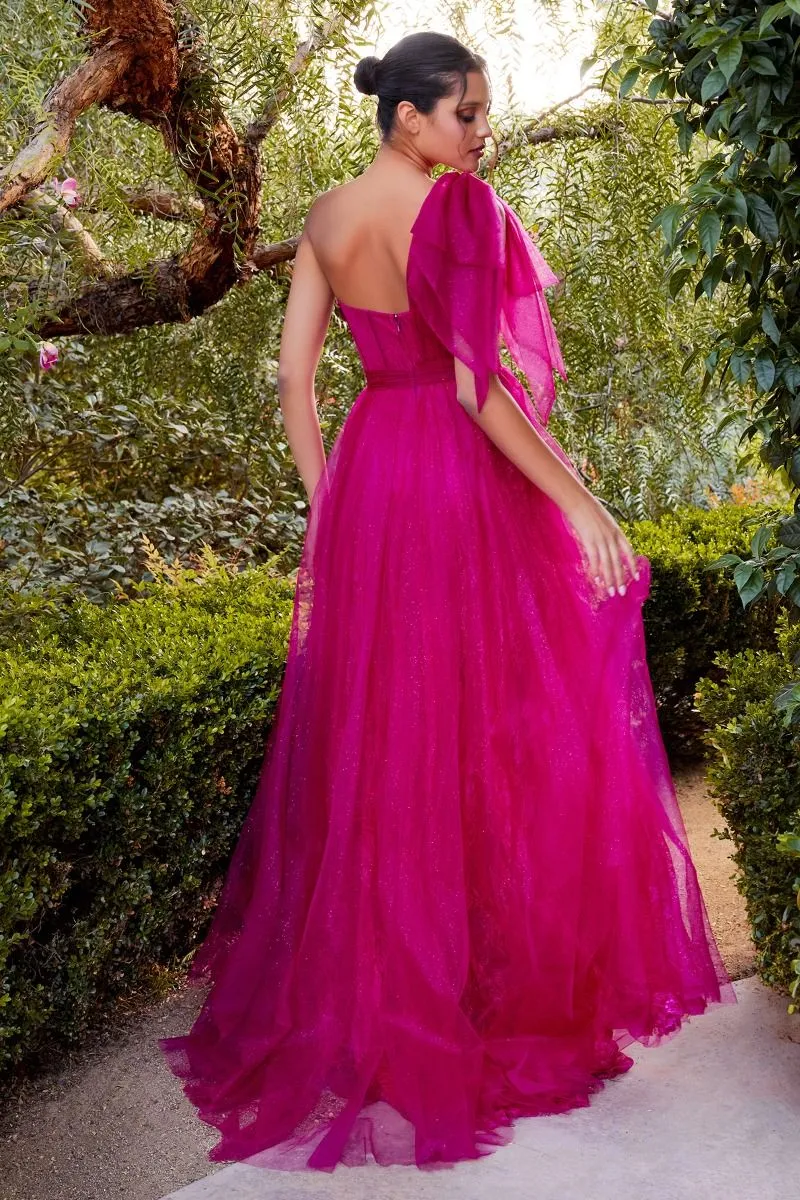 One Shoulder Magenta Pink Prom Dress A1293 sold by PromGirl product image thumbnail 2