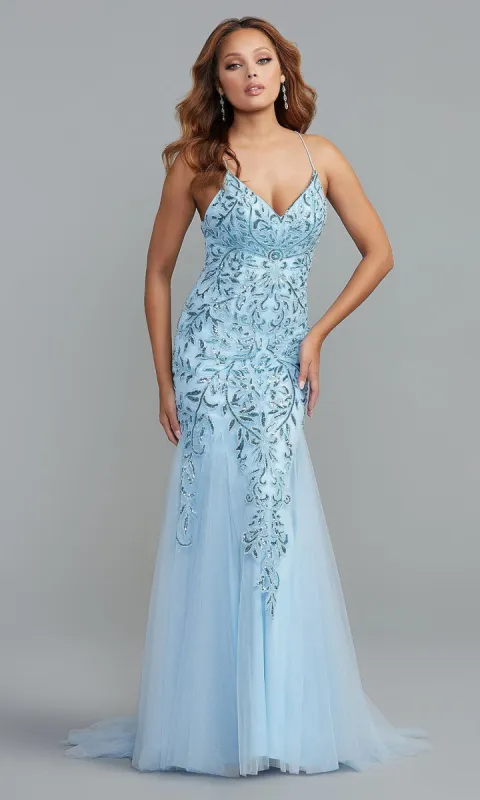 PromGirl Sequin-Print Long Mermaid Prom Gown sold by PromGirl