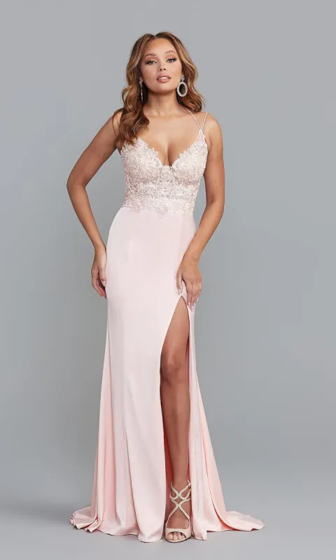PromGirl Tight Long Prom Dress with Sheer Bodice sold by PromGirl
