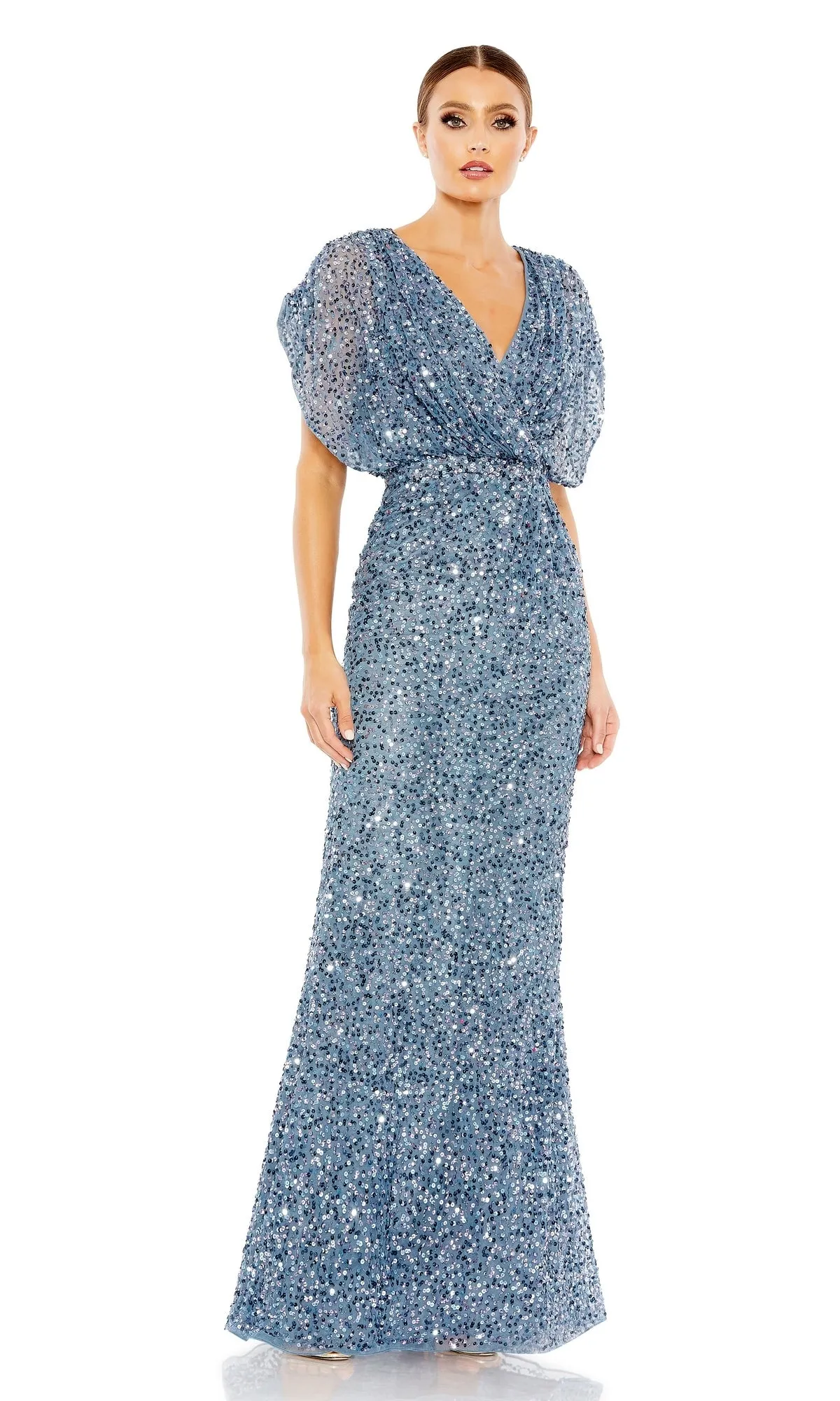 Short Sleeve Long Sequin Formal Dress: Mac Duggal 5640 sold by PromGirl