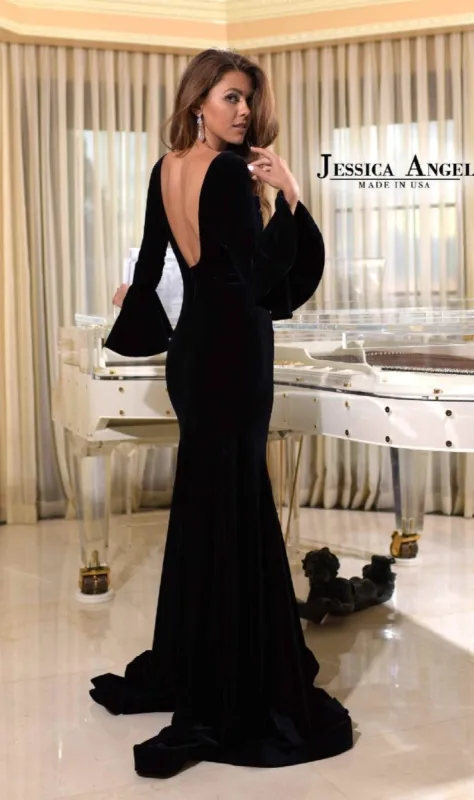 Bell-Sleeve Long Formal Dress: Jessica Angel 425 sold by PromGirl