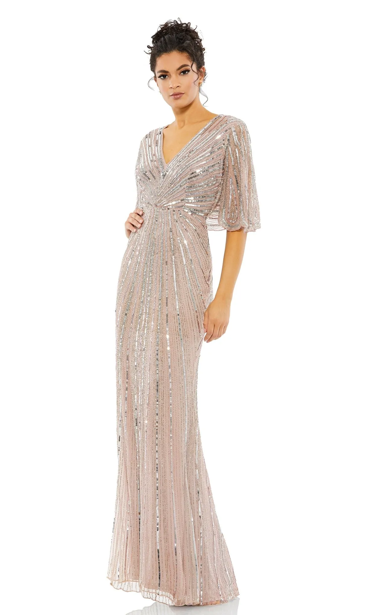 Sleeved Long Sequin Formal Dress: Mac Duggal 93583 sold by PromGirl product image thumbnail 3