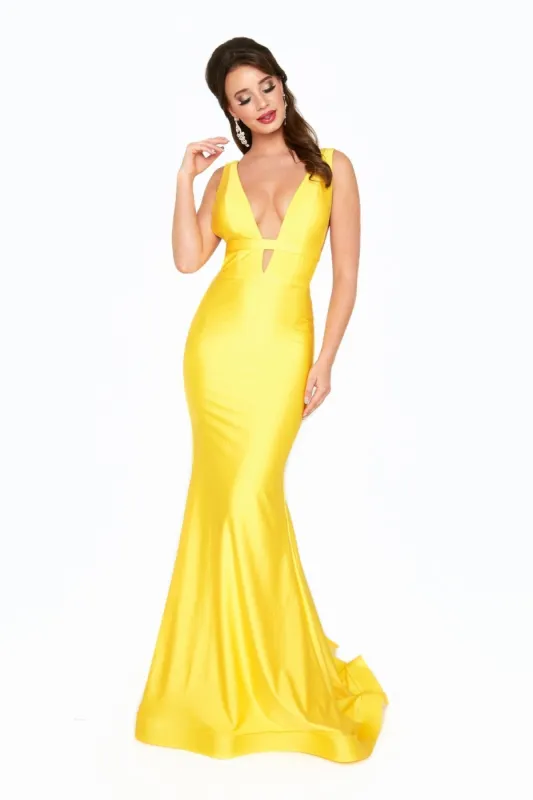 Waistband Deep V-Neck Long Prom Dress: Atria 6539H sold by PromGirl
