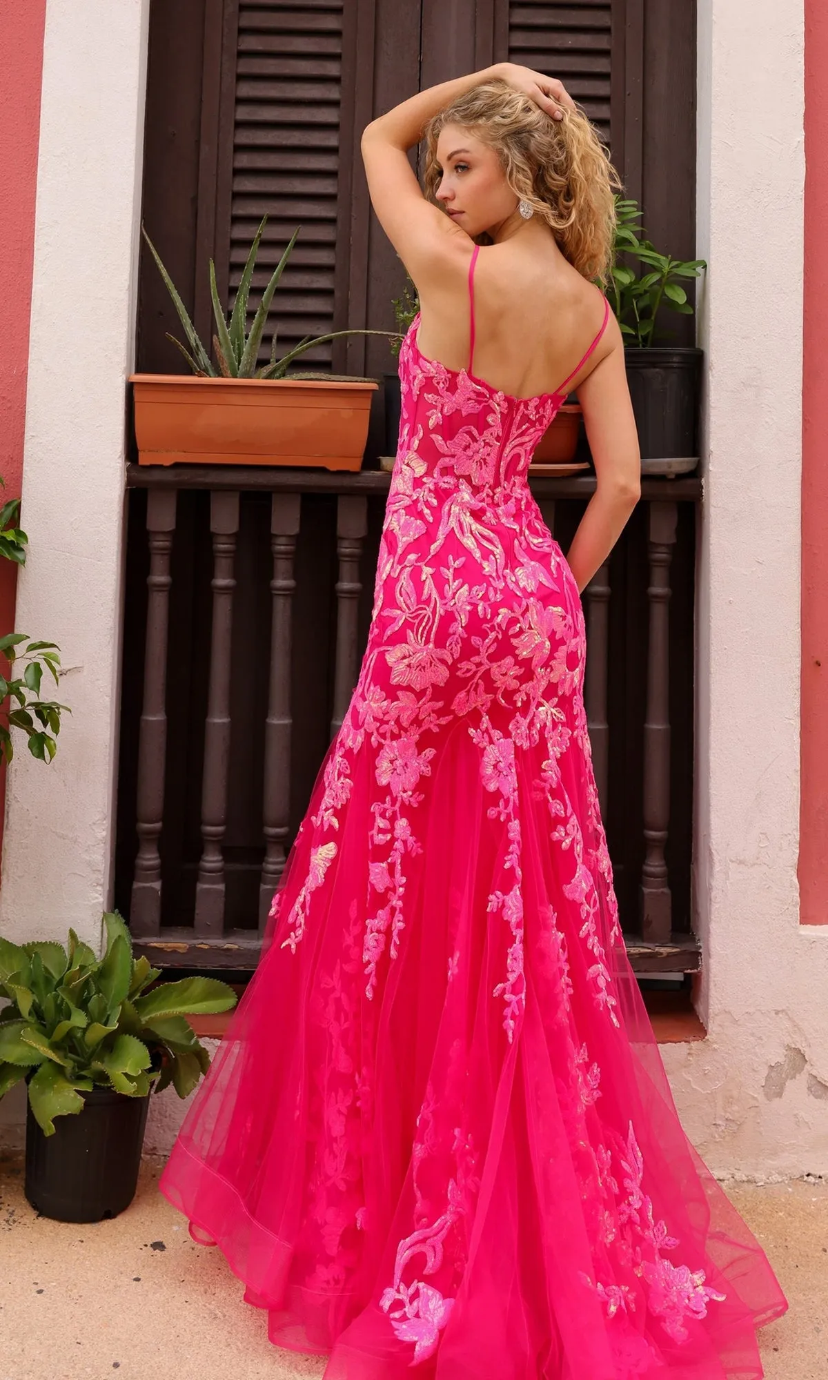 Sequin-Lace Long Neon Mermaid Prom Dress Q1390 sold by PromGirl product image thumbnail 2