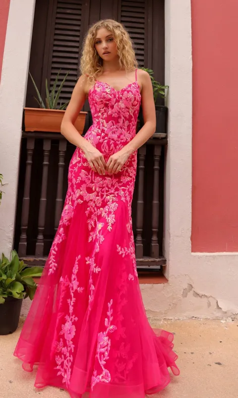 Sequin-Lace Long Neon Mermaid Prom Dress Q1390 sold by PromGirl