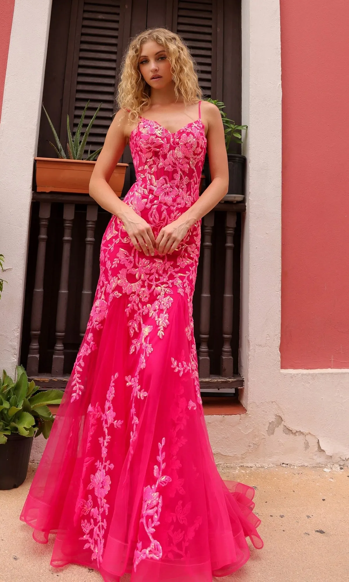 Sequin-Lace Long Neon Mermaid Prom Dress Q1390 sold by PromGirl