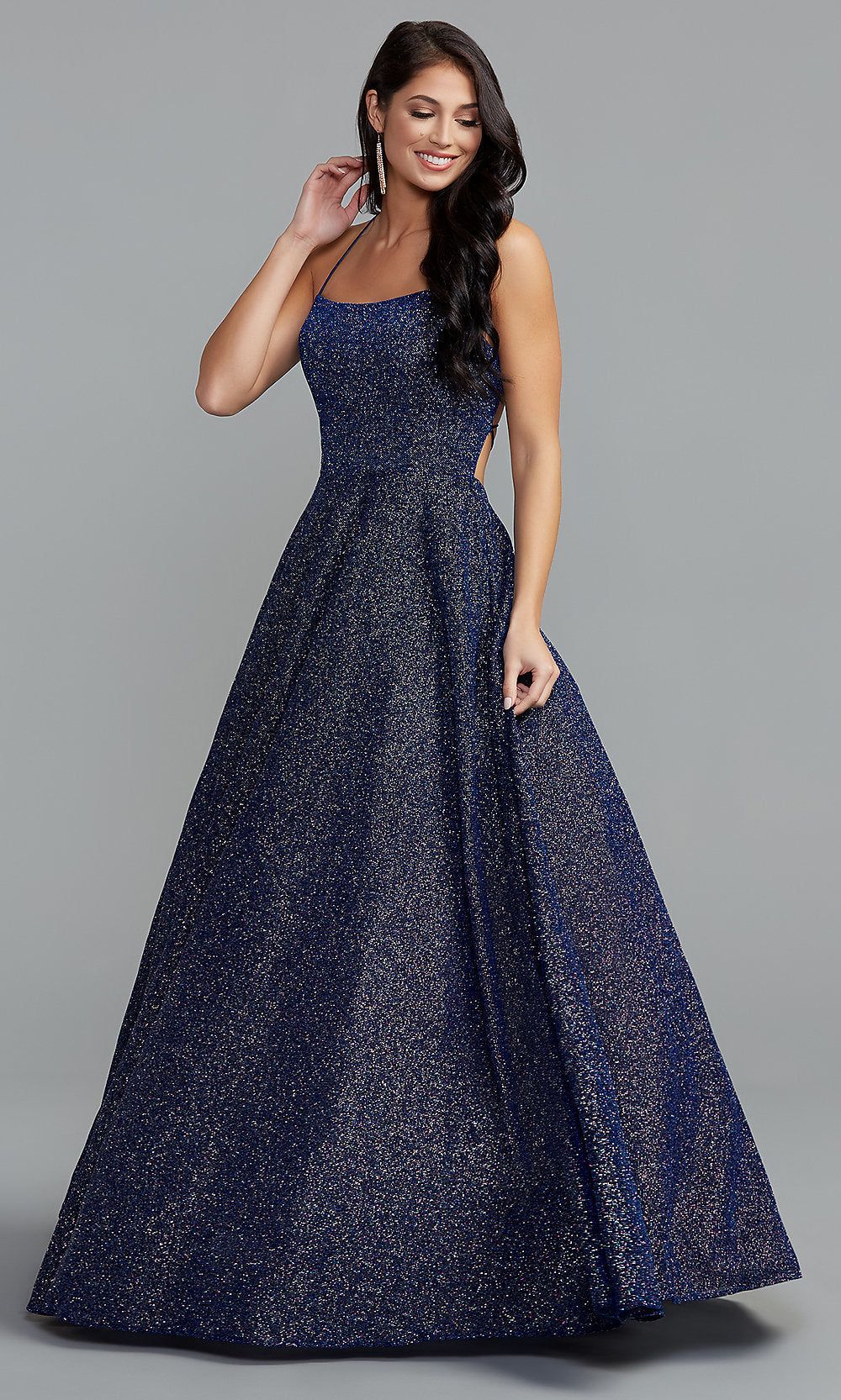 Sparkly Long PromGirl Prom Ball Gown with Pockets sold by PromGirl