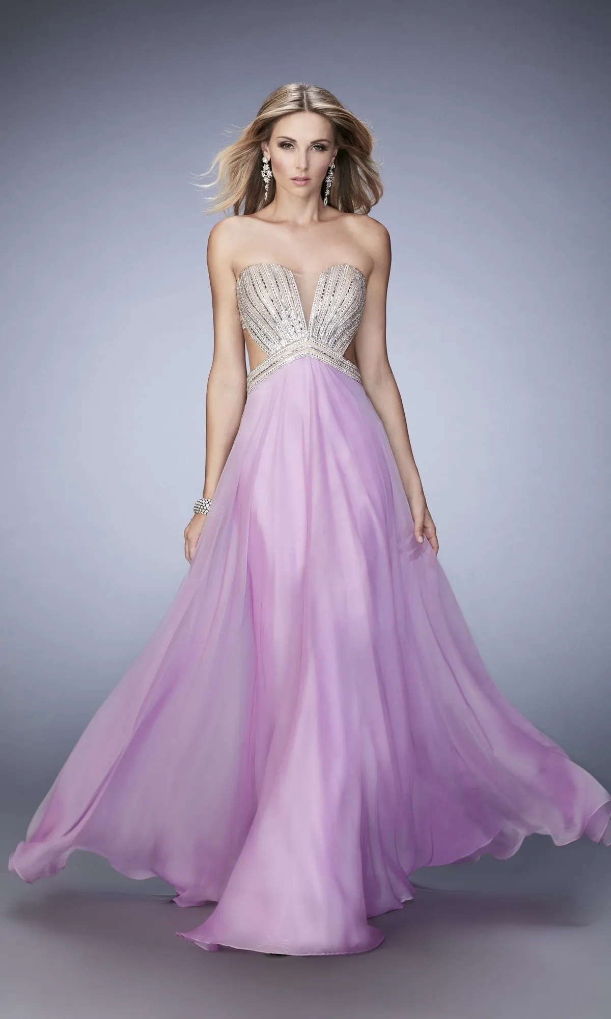 La Femme Open-Back Chiffon Prom Dress 22179 sold by PromGirl