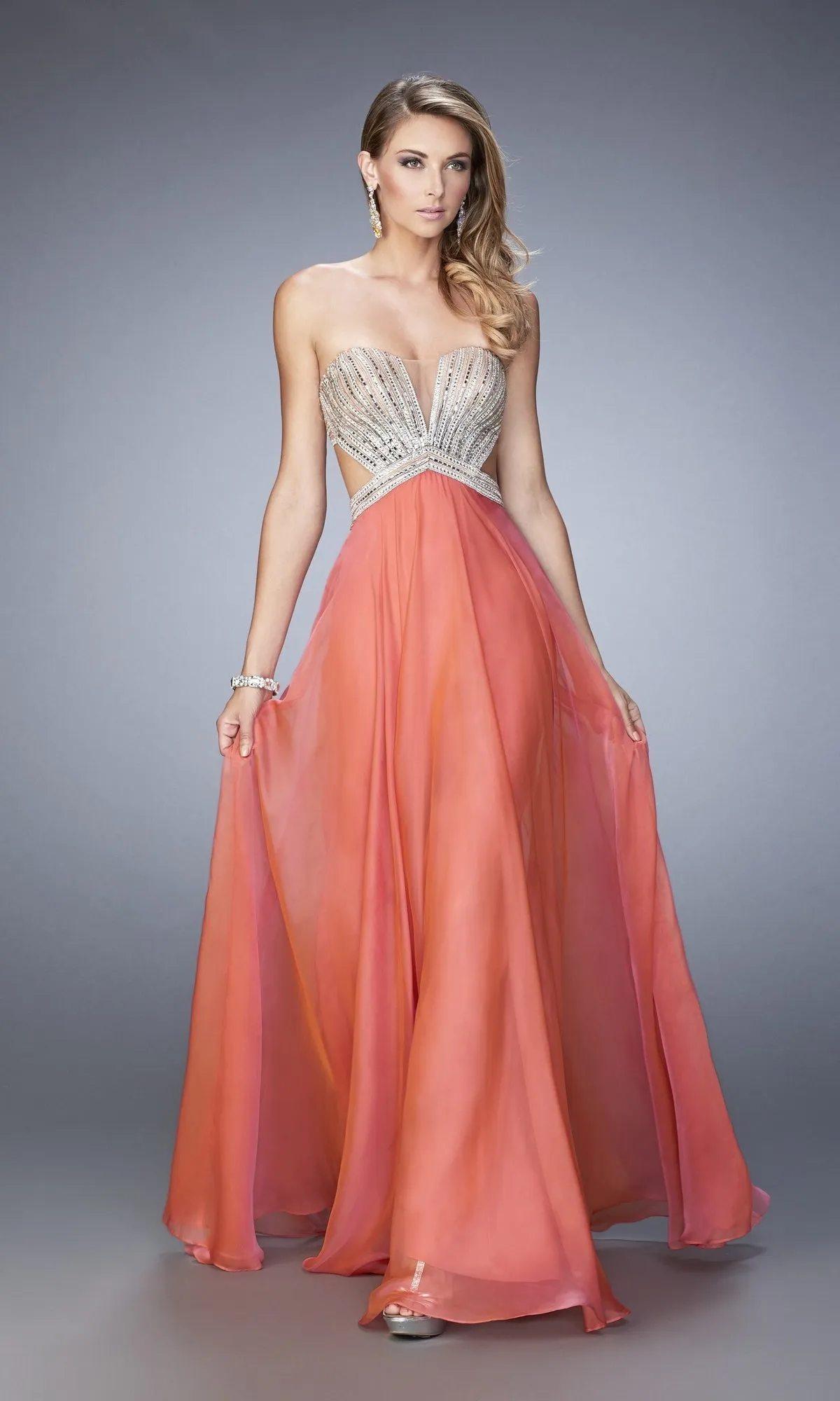 La Femme Open-Back Chiffon Prom Dress 22179 sold by PromGirl product image thumbnail 3
