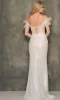 Dave and Johnny Long Feather Prom Dress 11007 sold by PromGirl
