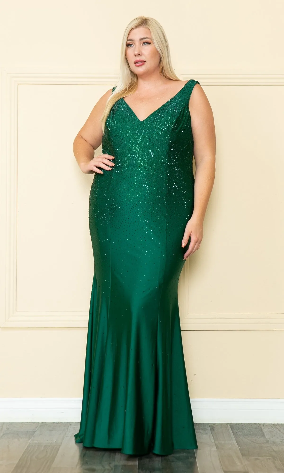 Lace-Up Plus-Size Long Beaded Prom Dress W1116 sold by PromGirl product image thumbnail 3